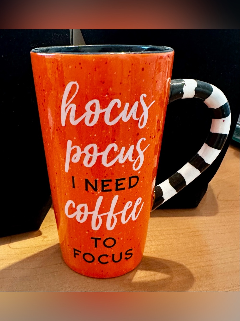 Orange 'Hocus Pocus I Need Coffee to Focus' Ceramic Mug